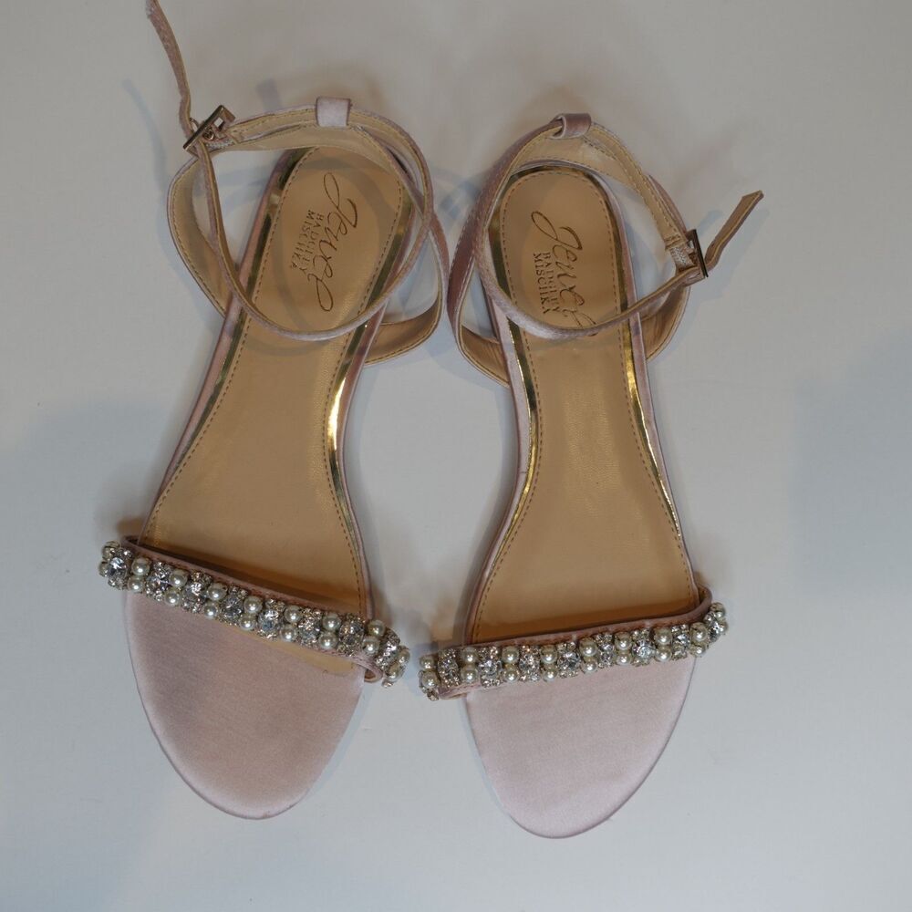 BADGLEY MISCHKA jewel flat sandals rose pink size 6.5